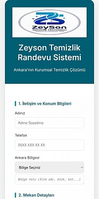 ℤ𝔼𝕐𝕊𝕆ℕ 𝕋𝕖𝕞𝕚𝕫𝕝𝕚𝕜 ℍ𝕚𝕫𝕞𝕖𝕥𝕝𝕖𝕣𝕚 - Detaylı Randevu Talep Formu